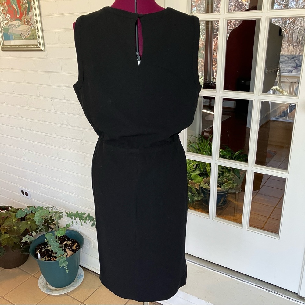 Talbots Wool Blend Sleeveless Sheath Dress | Tie Waist | Black | Lined XL 12/14 - Picture 8 of 11